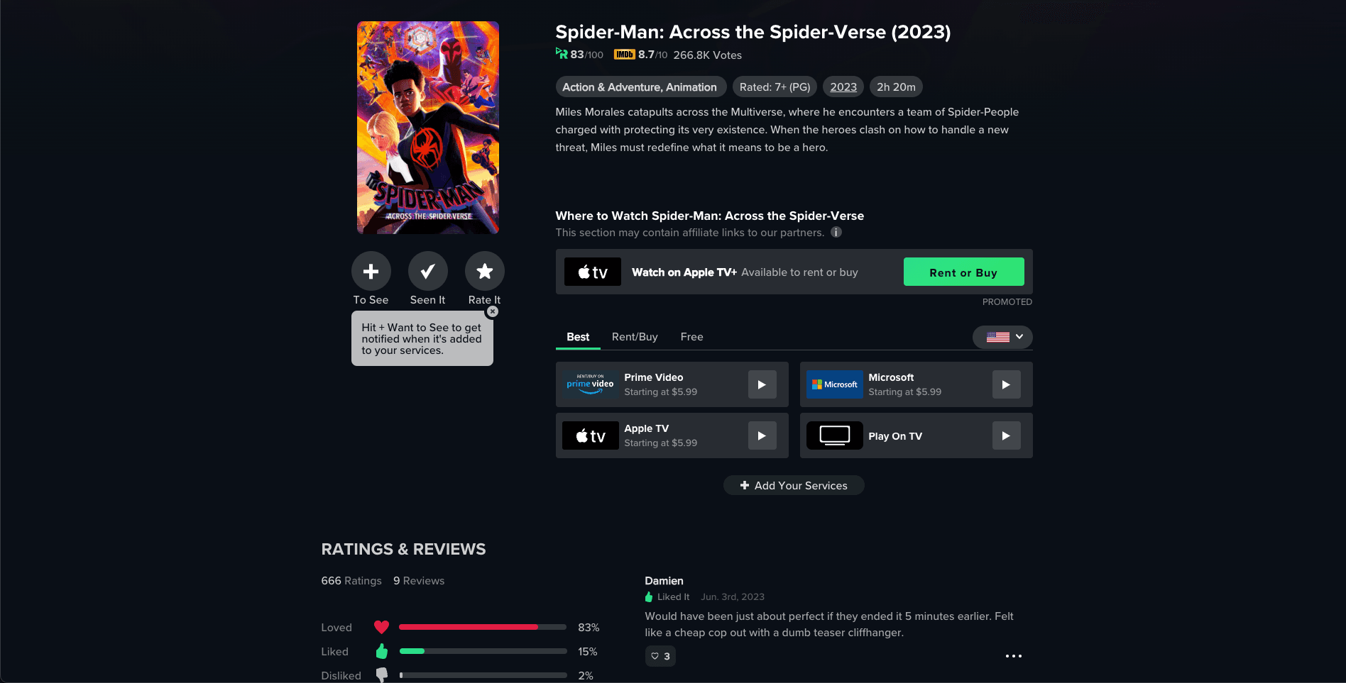 reelgood detail page